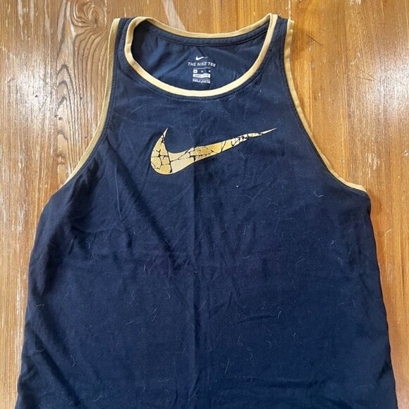 Nike Unisex Black Tank Top - Gold Swoosh Logo - Size Large - Picture 1 of 3